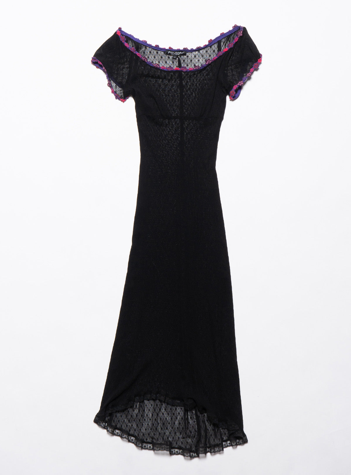 UNIF | Vintage Betsy Johnson Black Lace Dress With Purple Trim UNIF | Vintage Betsy Johnson Black Lace Dress With Purple Trim