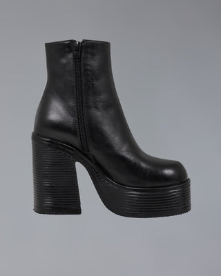 Leather platform zip-up boot
