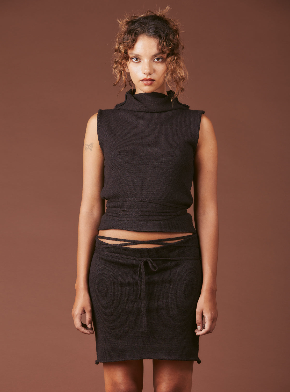 unif knit dress UNIF Women's Black Detailed Sweater Mini Dress Medium(fits Small)