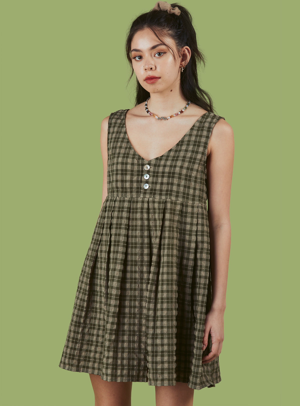 Mizuna Dress - XL Green Plaid Mizuna Dress - XL Green Plaid