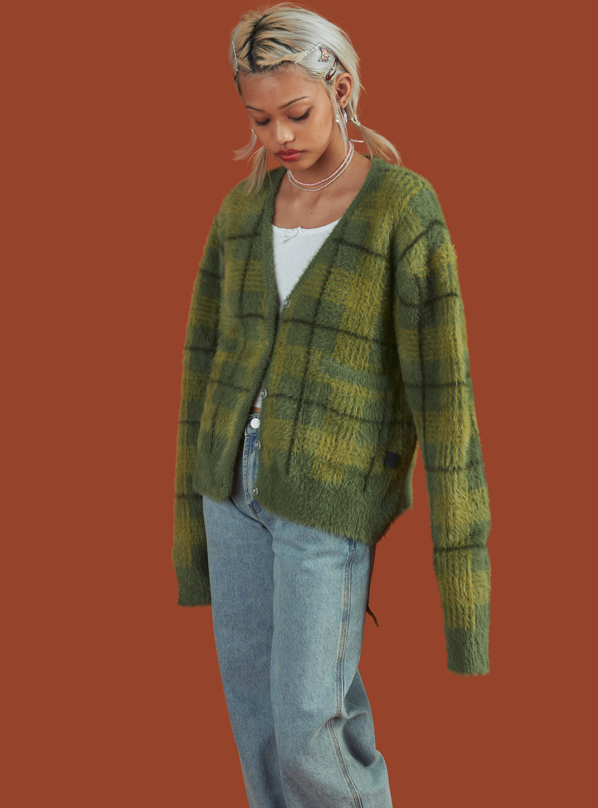 Ty Cardigan - M Multi Green Ty Cardigan - M Multi Green