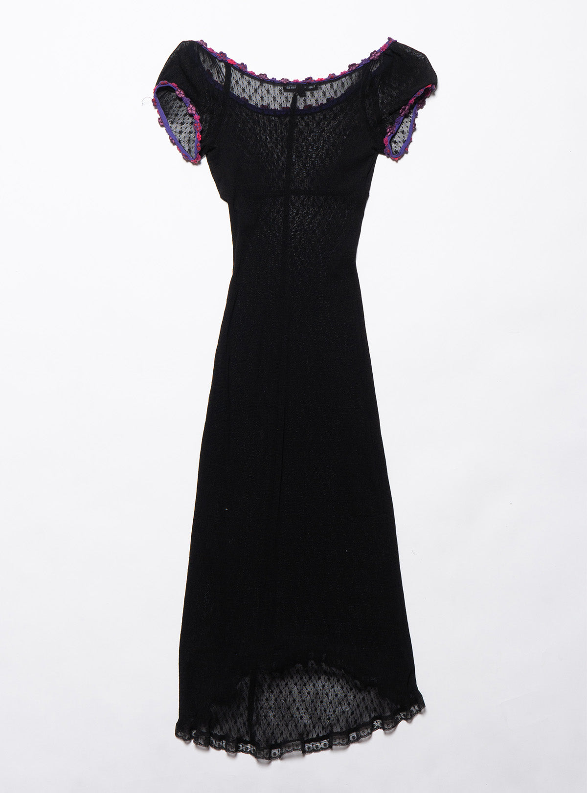 Vintage Betsy Johnson Black Lace Dress With Purple Trim Vintage Betsy Johnson Black Lace Dress With Purple Trim