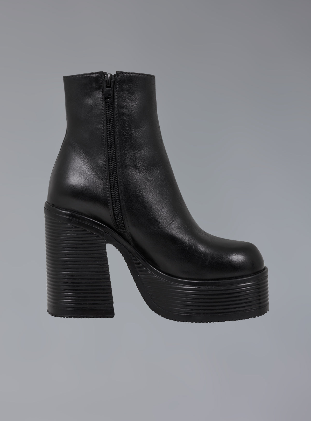 Leather platform zip-up boot
