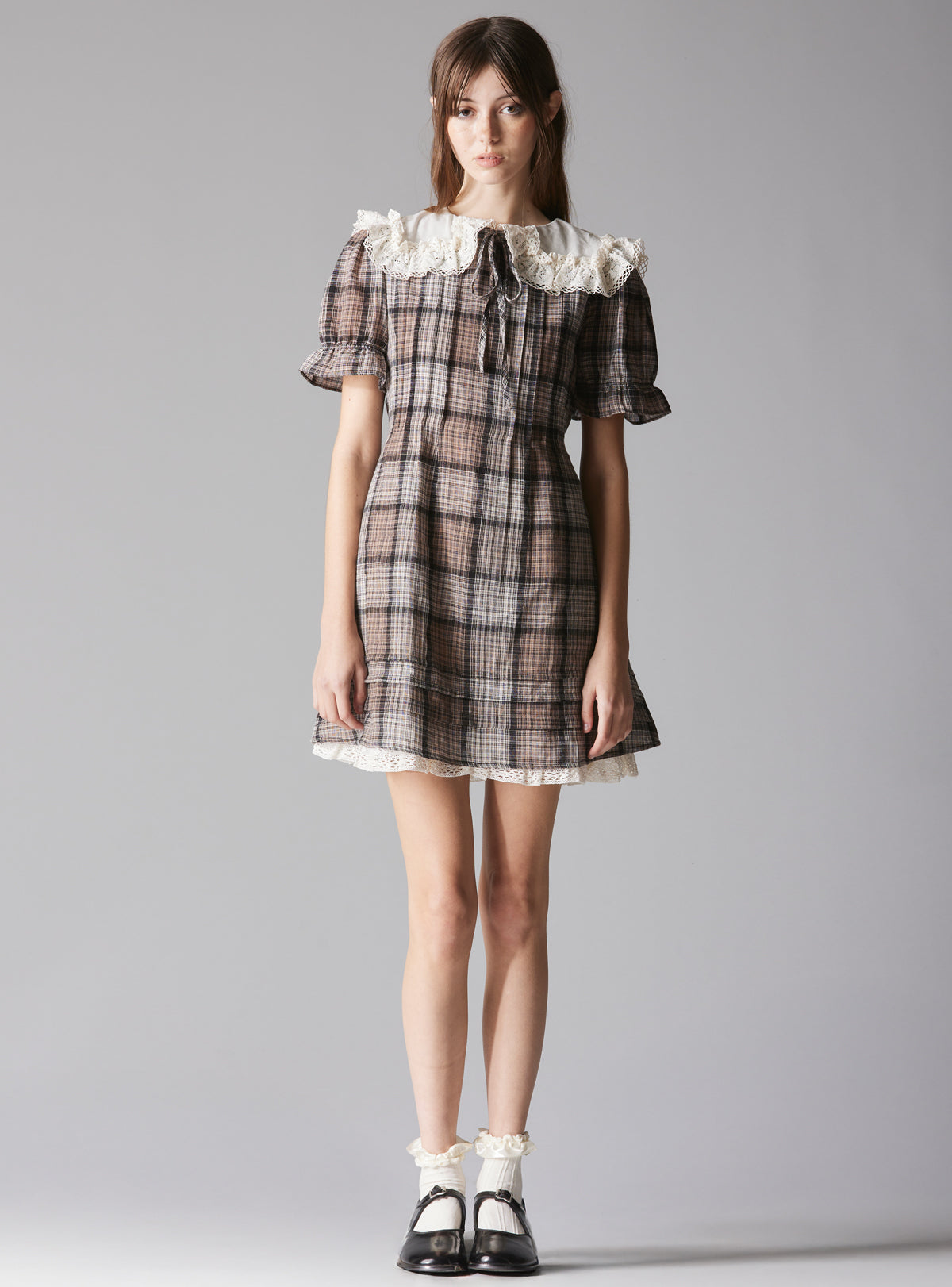plaid grey dress Allegra K Plaid Overall Dress for Women's Vintage Sleeveless A-Line Pinafore Dress X-Small Brown at Amazon Women's Clothing store