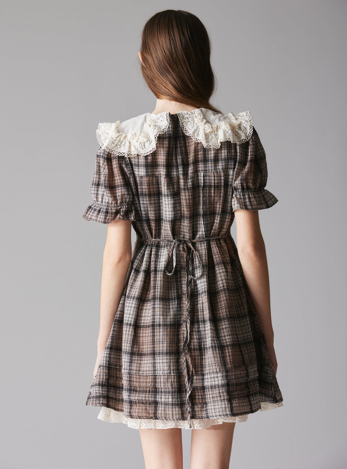 plaid brown dress Thorn & Fable Brown Plaid Retro Dress