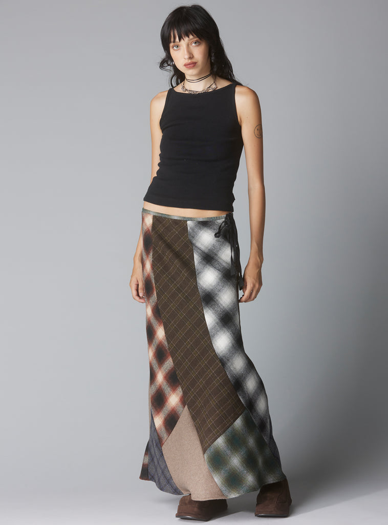 (0's inspired patchwork max skirt
