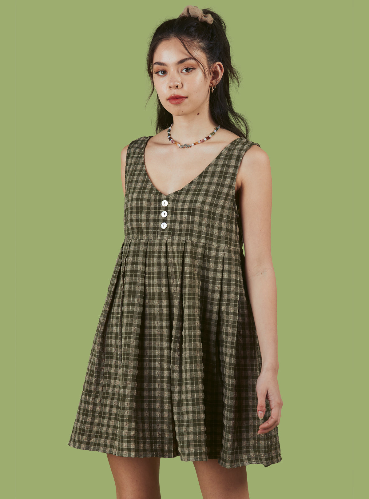 Mizuna Dress - XL Green Plaid Mizuna Dress - XL Green Plaid