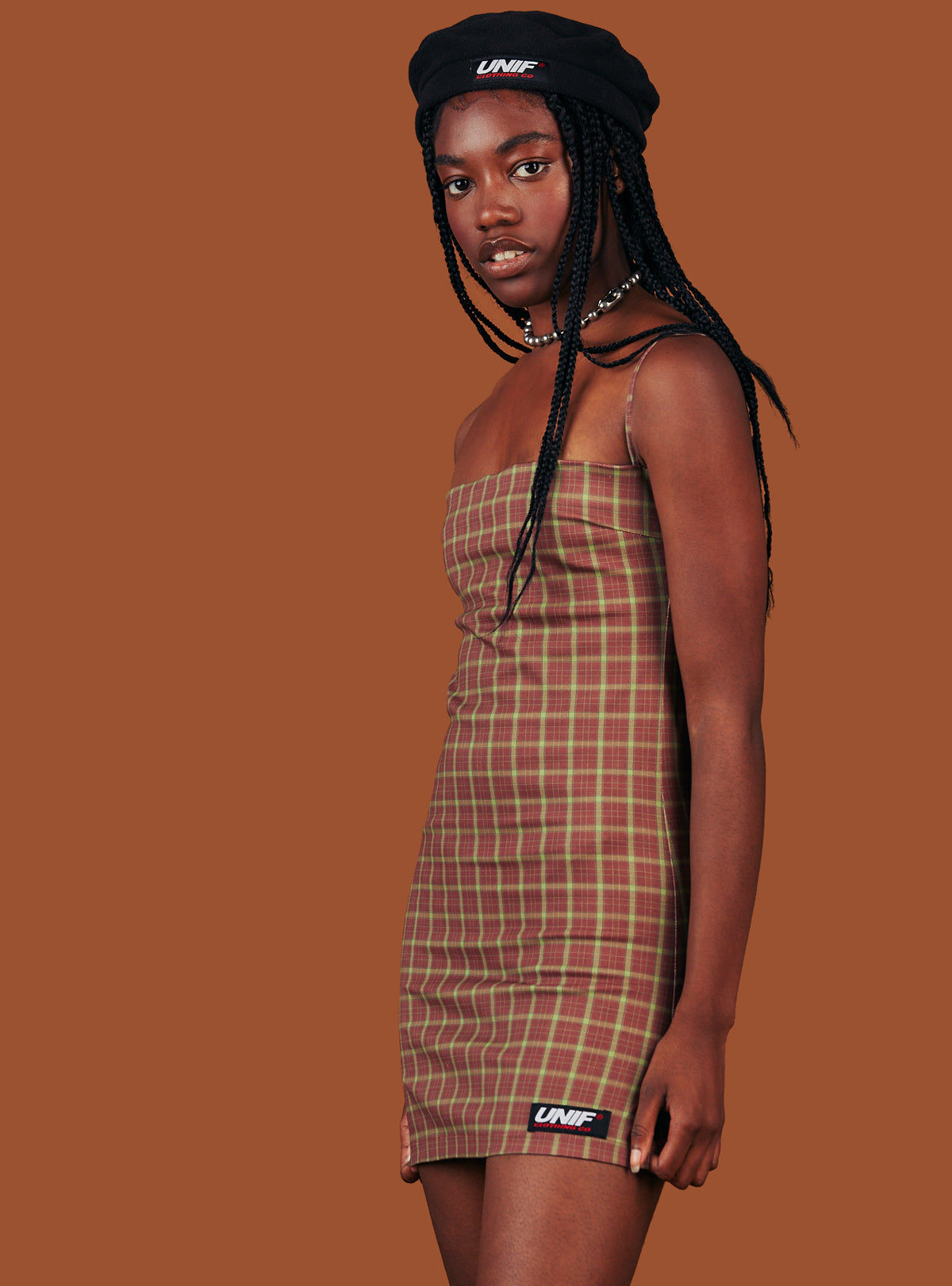 orange plaid dress O-ren Dress